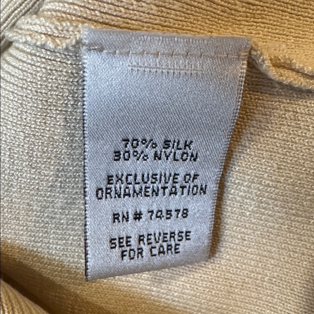 Caché Vintage Cream Silk Blend Very Embellished V-Neck Bodycon Top - Picture 11 of 11